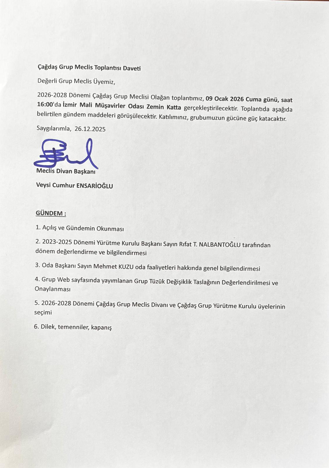 ÇAĞDAŞ GRUP MECLİS TOPLANTISI